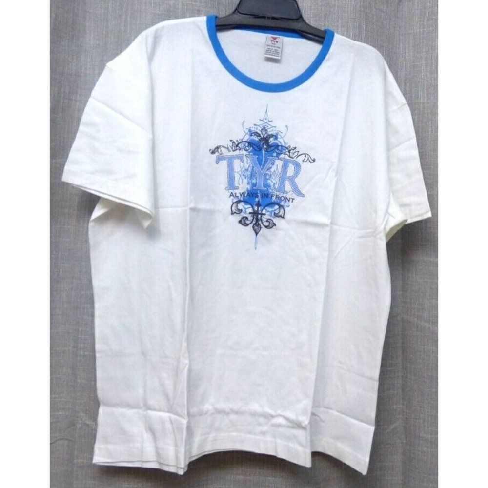 TYR Men’s “Always in Front” Graphic Tee, White, XXL